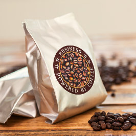 Pegatina Redonda Impulsado por Café Añadir su nombre de negocio