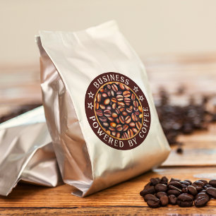 Pegatina Redonda Impulsado por Café Añadir su nombre de negocio