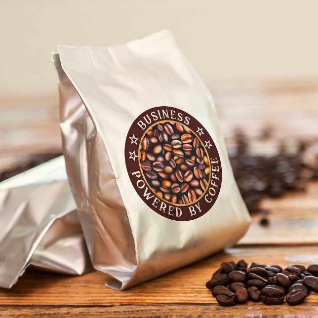 Pegatina Redonda Impulsado por Café Añadir su nombre de negocio (Subido por el creador)