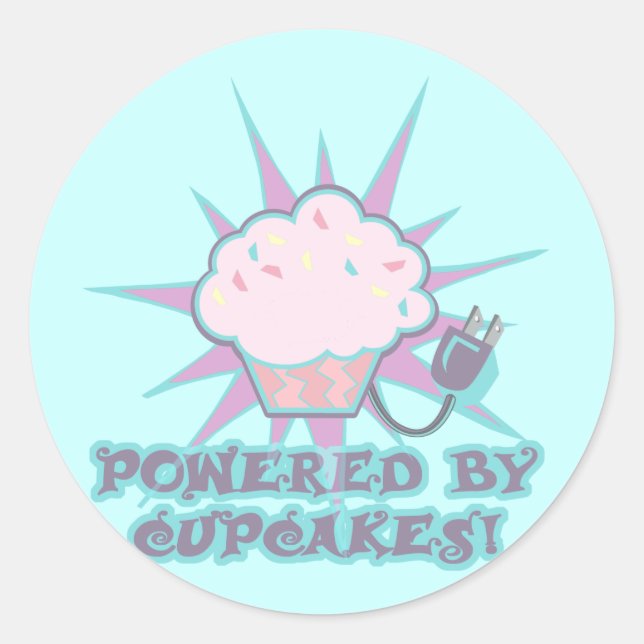 Pegatina Redonda Impulsado por Cupcakes (Anverso)