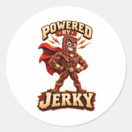Pegatina Redonda Impulsado por Jerky Superhero