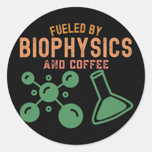 Pegatina Redonda Impulsado por la biofísica y el café