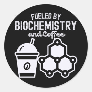 Pegatina Redonda Impulsado por la Bioquímica y el Café