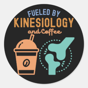 Pegatina Redonda Impulsado por la Kinesiología y el Café
