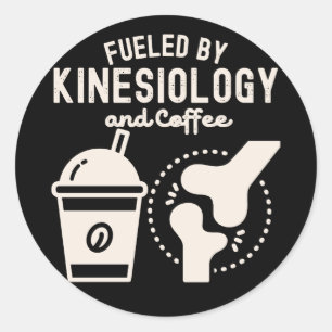Pegatina Redonda Impulsado por la Kinesiología y el Café