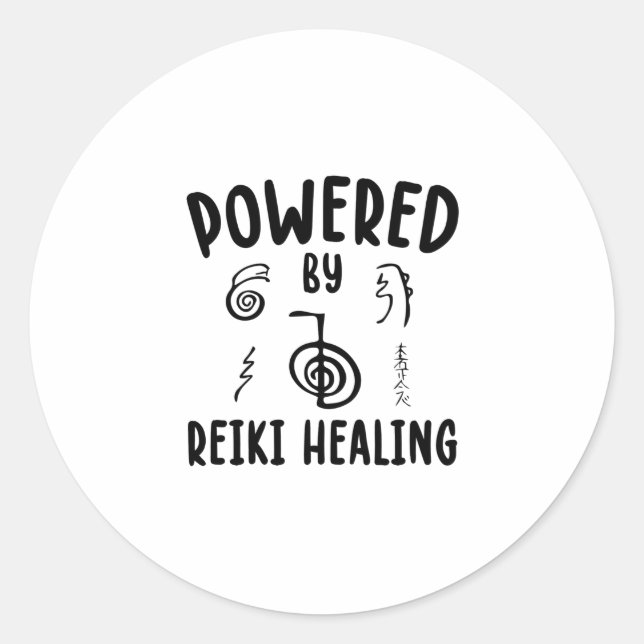 Pegatina Redonda Impulsado por Reiki Healing | Ideas de regalo (Anverso)