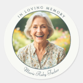 Pegatina Redonda In Loving Memory Custom Photo Tribute Memorial