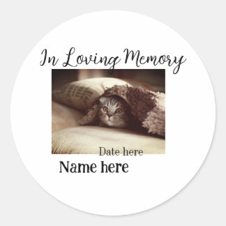 Pegatina Redonda In loving memory memorial keepsake add pet name