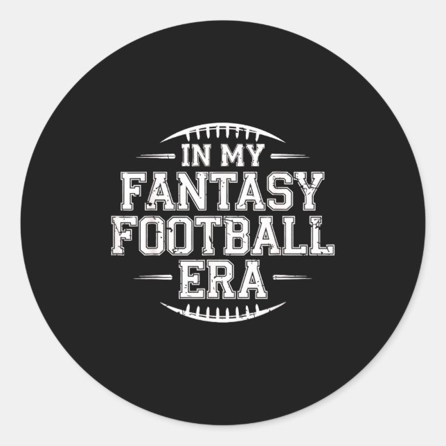 Pegatina Redonda In My Fantasy Football Era Retro Groovy Who Love F (Anverso)