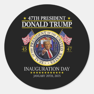 Pegatina Redonda Inauguración del presidente Donald Trump 2025 Tees