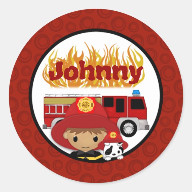 Pegatina Redonda INCENDIO del camión de bomberos dalmatianos #2 02A (Anverso)