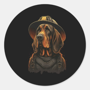 Pegatina Redonda Incendio sangriento contra bombero