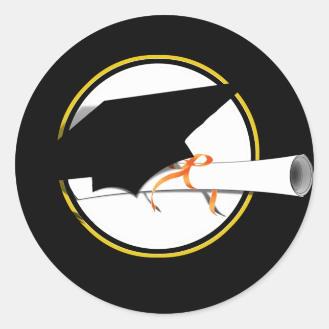 Pegatina Redonda Inclinación de la tapa de grad sobre fondo negro (Anverso)