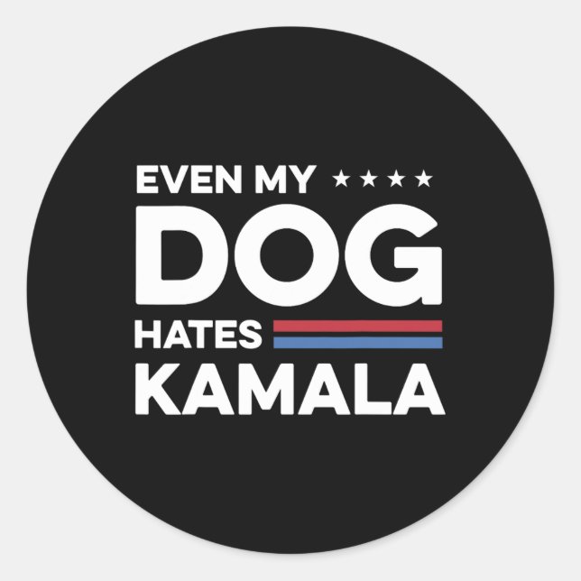 Pegatina Redonda Incluso mi perro odia a Kamala (Anverso)