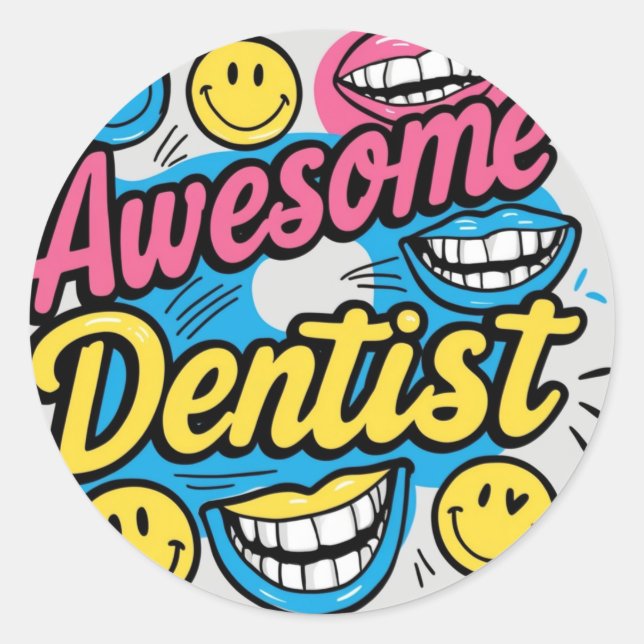 Pegatina Redonda Increíble dentarismo (Anverso)