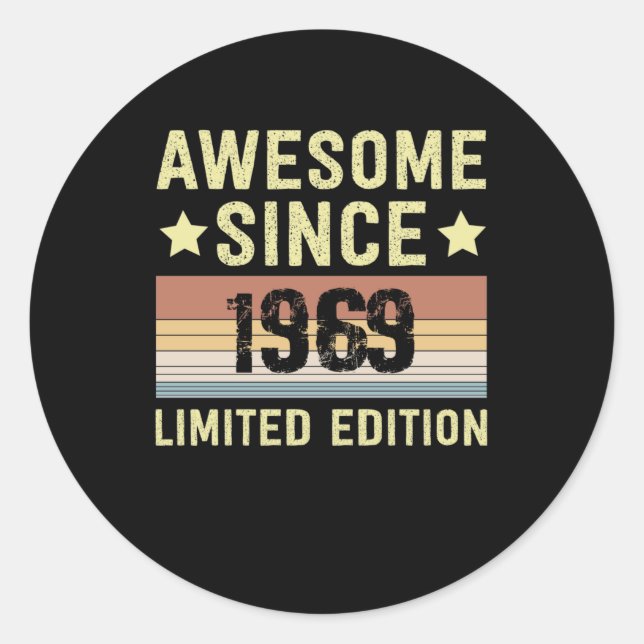 Pegatina Redonda Increíble desde 1969 Cumpleaños (Anverso)