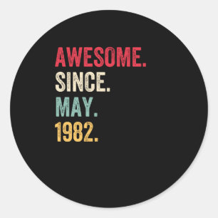 Pegatina Redonda Increíble desde el cumpleaños de mayo de 1982