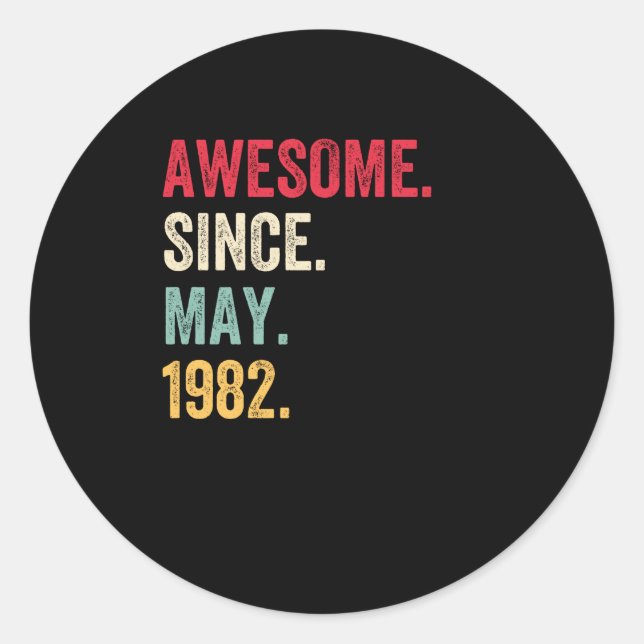 Pegatina Redonda Increíble desde el cumpleaños de mayo de 1982 (Anverso)