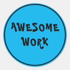 Pegatina Redonda Increíble estímulo de profesores de trabajo azul
