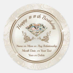 Pegatina Redonda Increíble, Pegatinas de cumpleaños para mujeres