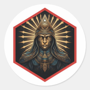 Pegatina Redonda Increíble retrato de fantasía de los Illuminati