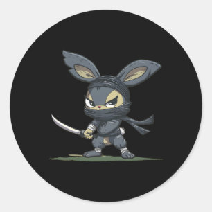 Pegatina Redonda Incríble gráfico de conejo ninja para una aventura
