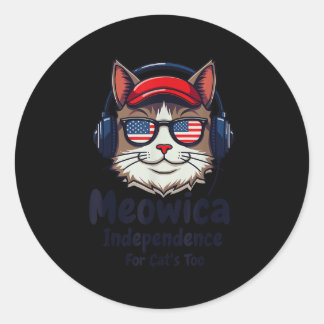 Pegatina Redonda Independencia De Meowica Para Gatos Demasiado Patr