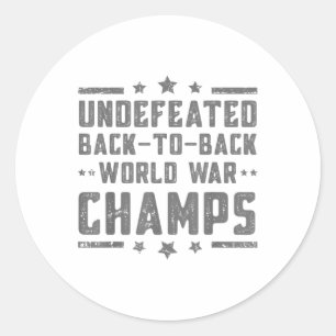 Pegatina Redonda Inderrotado Dos Veces Campeonatos De La Guerra Mun