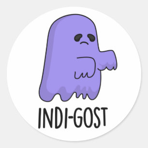 Pegatina Redonda Indi-gost Funny Halloween Indigo Ghost Pun