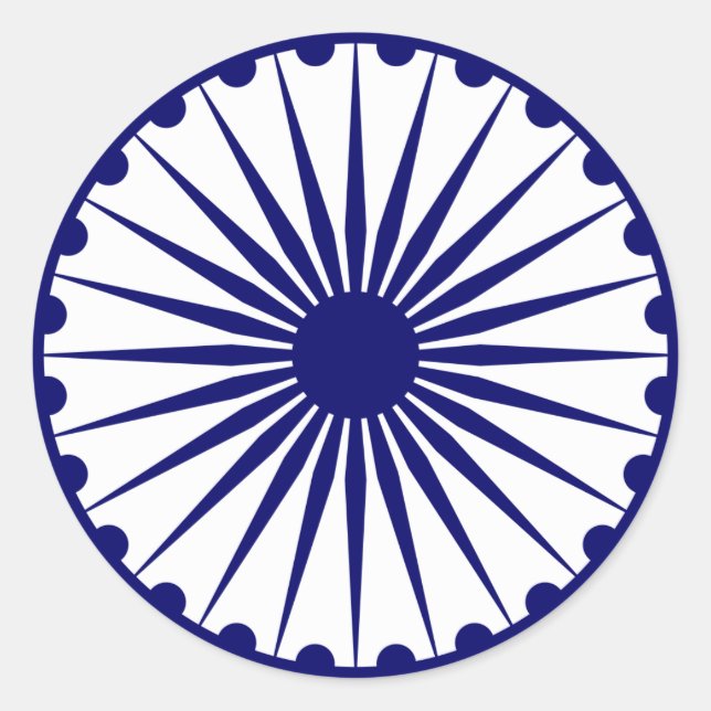 Pegatina Redonda India Ashoka Chakra (Anverso)