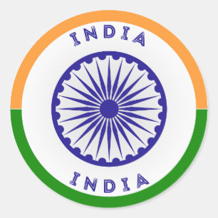 Pegatina Redonda India Ashoka Chakra Circle Shape