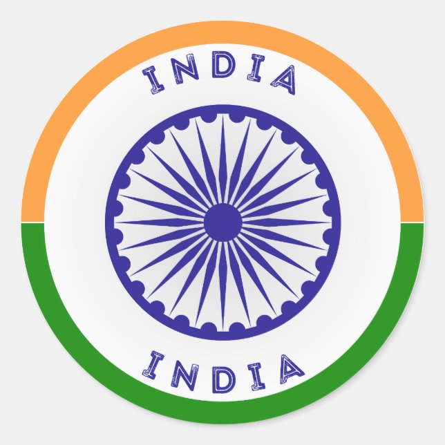 Pegatina Redonda India Ashoka Chakra Circle Shape (Anverso)