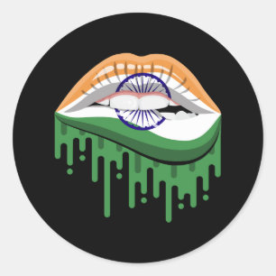 Pegatina Redonda India: bandera de la raíz del orgullo
