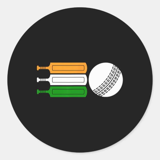 Pegatina Redonda India Cricket Player Ll Indian Flag Cricket Team  (Anverso)