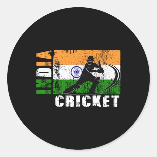 Pegatina Redonda India Cricket Supporters Indian Cricket Fans India (Anverso)