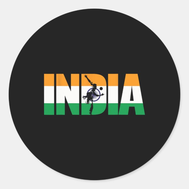 Pegatina Redonda India Cricket Supporters Shirt Jersey Indian Crick (Anverso)