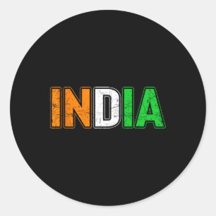 Pegatina Redonda India Críquet Deporte Indio Atleta Jugador Entrena