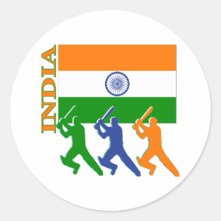 Pegatina Redonda india de cricket