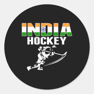 Pegatina Redonda India Ice Hockey Fans Jersey - Apoya al Hock indio