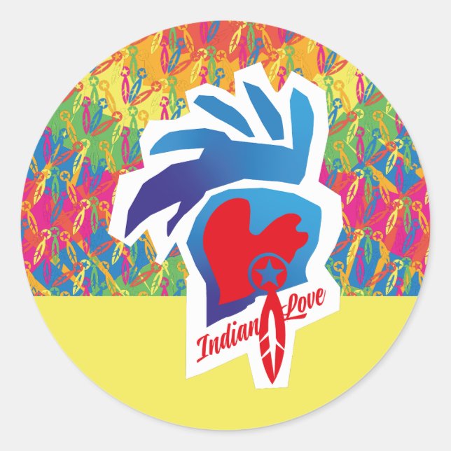 PEGATINA REDONDA INDIAN LOVE HEART BY MASANSER (Anverso)