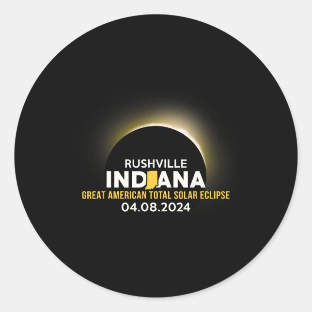 Pegatina Redonda Indiana En Eclipse Solar Total 2024 (Anverso)