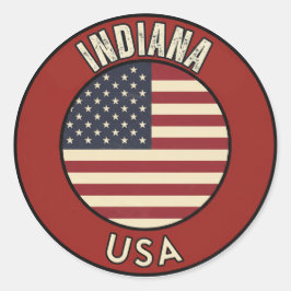 Pegatina Redonda Indiana Estados Unidos de América 