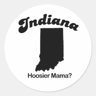 Pegatina Redonda Indiana - mamá del Hoosier
