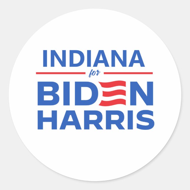 Pegatina Redonda Indiana para Biden Harris (Anverso)