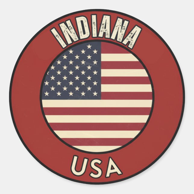 Pegatina Redonda Indiana United States of America  (Anverso)