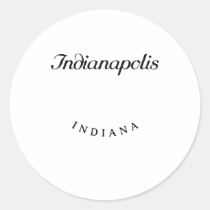 Pegatina Redonda Indianapolis Indiana Black Font