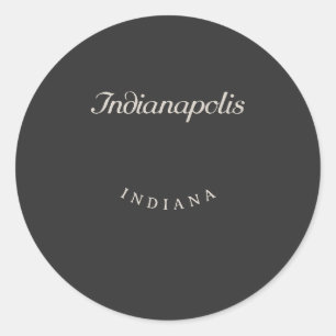 Pegatina Redonda Indianapolis Indiana White Font