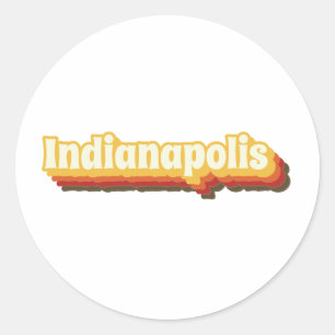 Pegatina Redonda Indianapolis Retro Vintage Textos