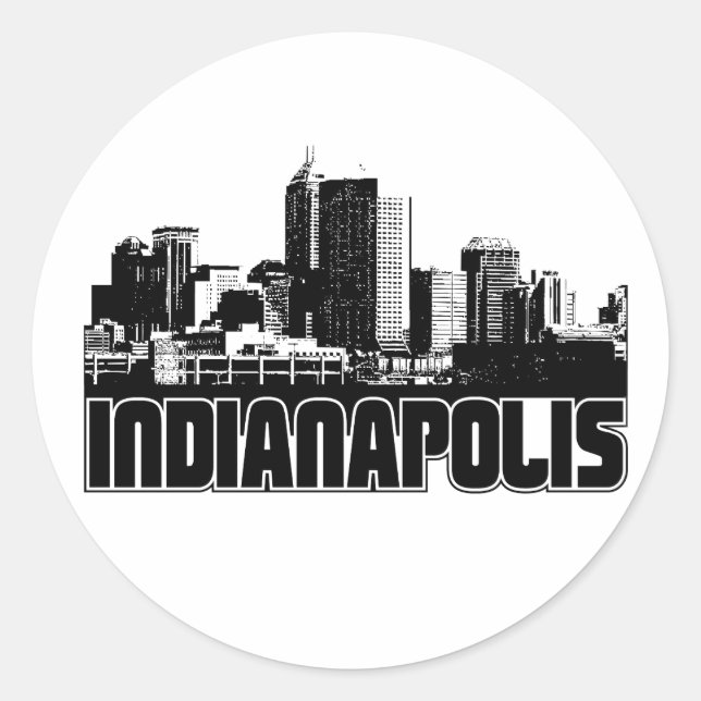 Pegatina Redonda Indianapolis Skyline (Anverso)