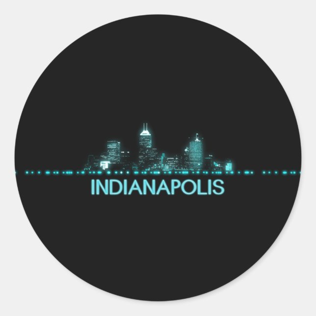Pegatina Redonda Indianapolis Skyline (Anverso)